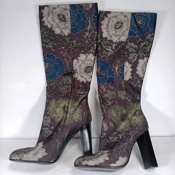 ETRO Multicolor Brocade Knee Boots Sz 41 us 9.5 - Picture 1 of 5